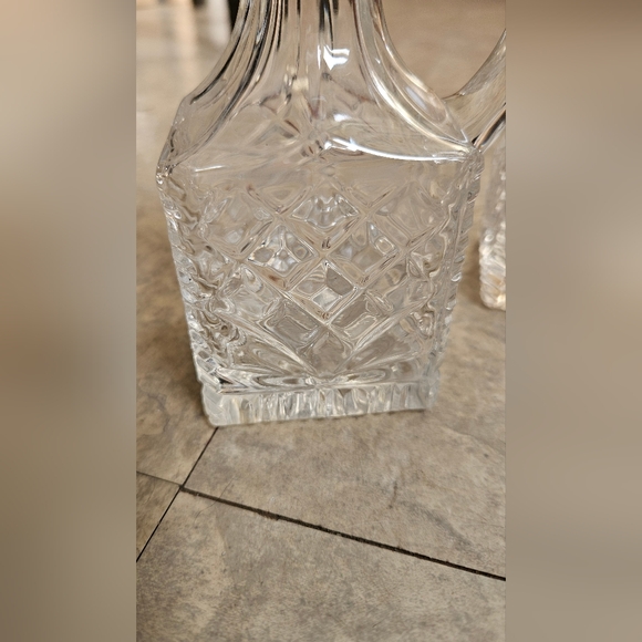Vintage Clear Cut Glass Oil & Vinegar Bottles Toppers Cruet Sets Lot Of 3 EUC! - Picture 3 of 7